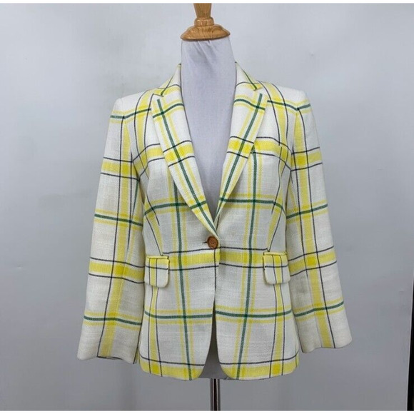 Veronica Beard Blazer Womens 2 Multi School Boy Dickey Plaid One Button Jacket - Picture 2 of 12